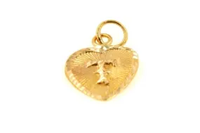 22k 22ct Solid Gold Charm Letter T Pendant Heart Design p1188 ns