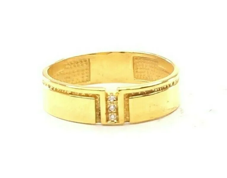 22k RIng Solid Gold Elegant Modern T Shape Design Mens Ring Size R2038 mon