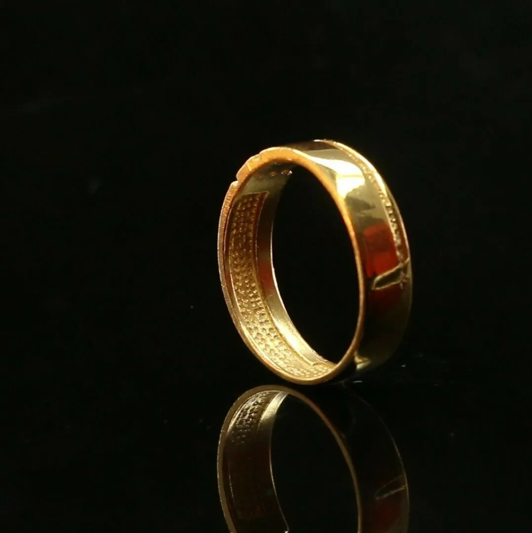 22k RIng Solid Gold Elegant Modern T Shape Design Mens Ring Size R2038 mon