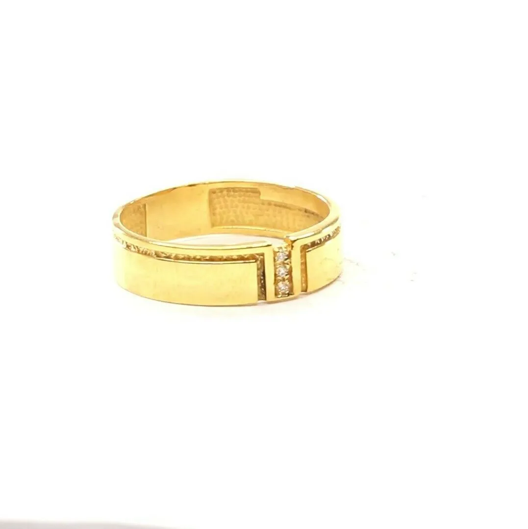 22k RIng Solid Gold Elegant Modern T Shape Design Mens Ring Size R2038 mon