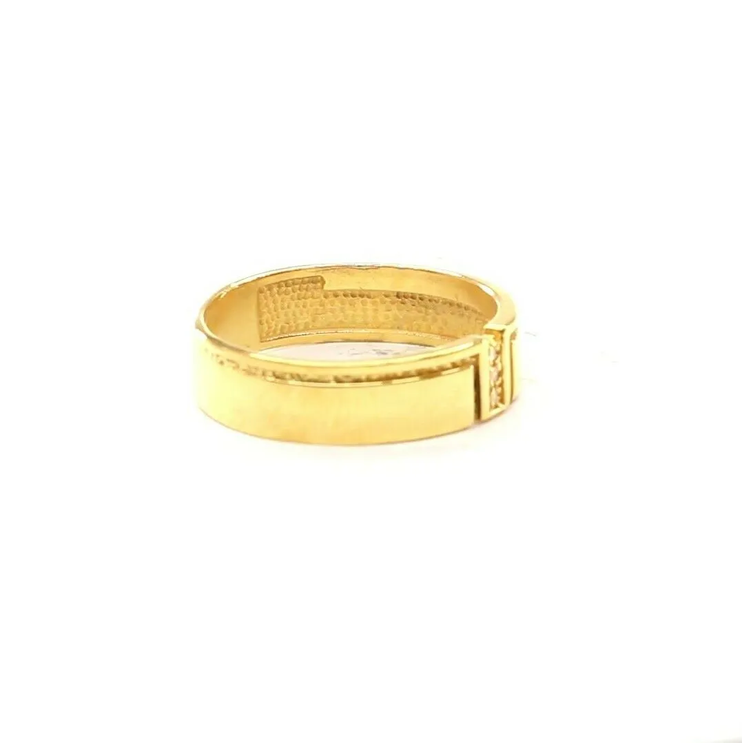 22k RIng Solid Gold Elegant Modern T Shape Design Mens Ring Size R2038 mon