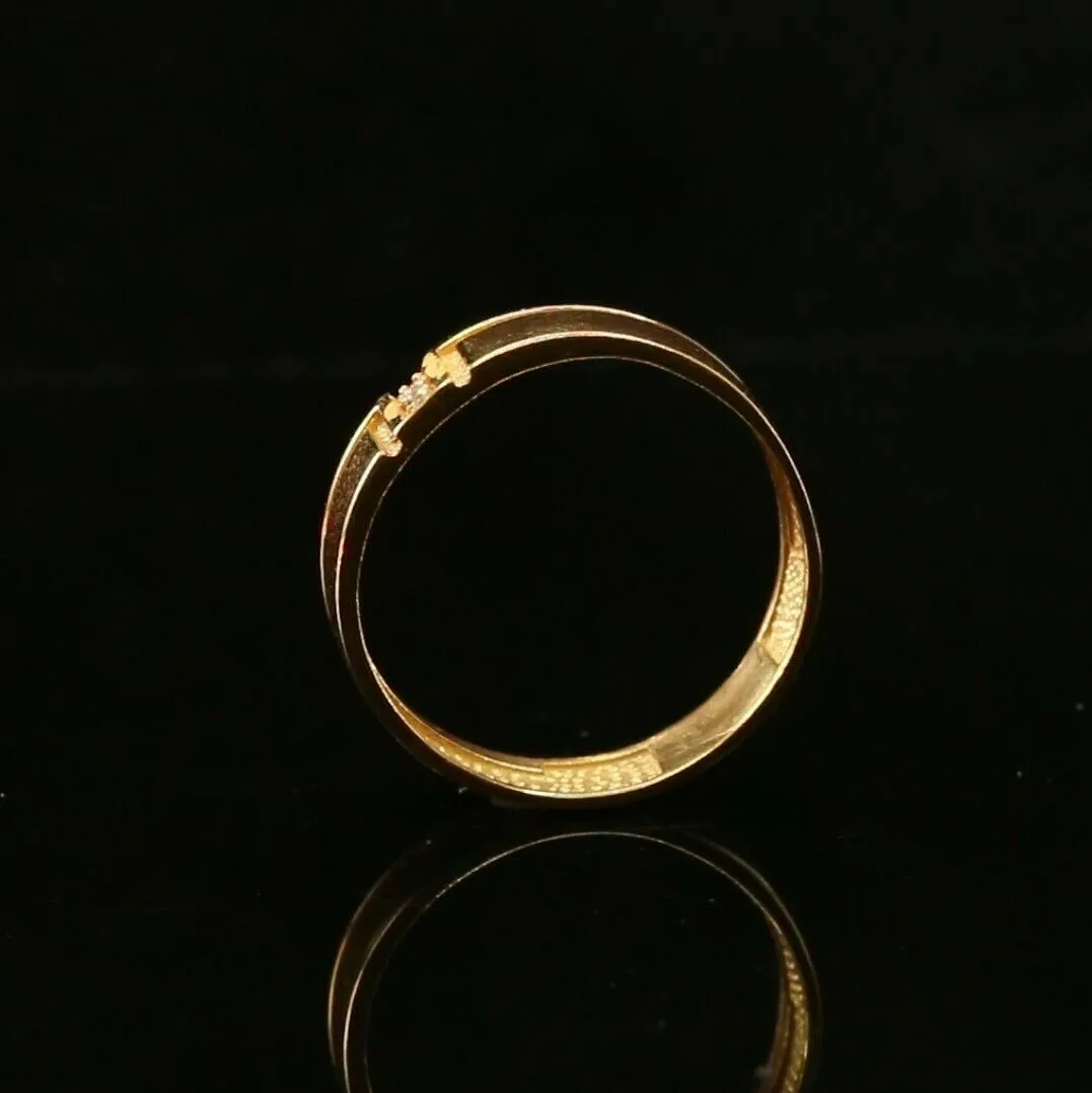 22k RIng Solid Gold Elegant Modern T Shape Design Mens Ring Size R2038 mon