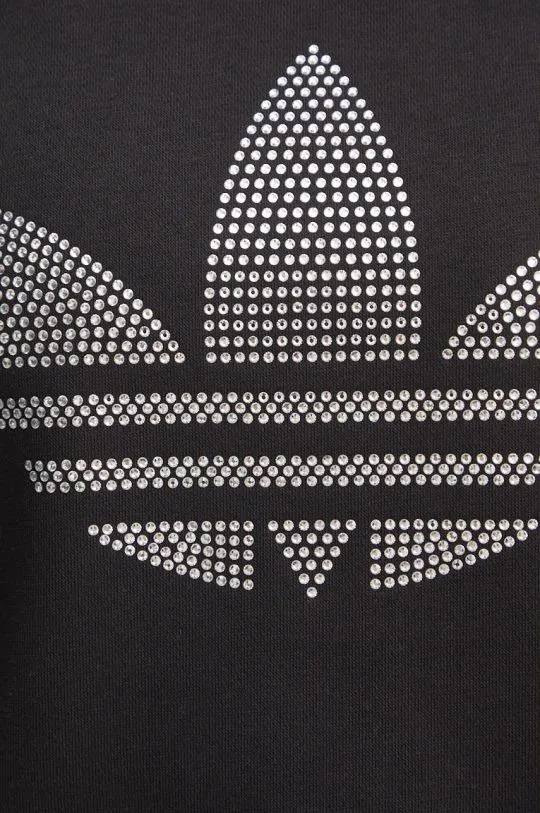 adidas Originals sweatshirt Bling Hoodie women's black color hooded with an application IW5697