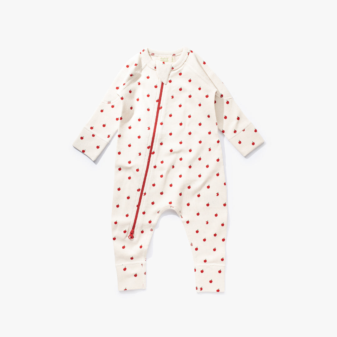 Apple Waffle Zip Romper