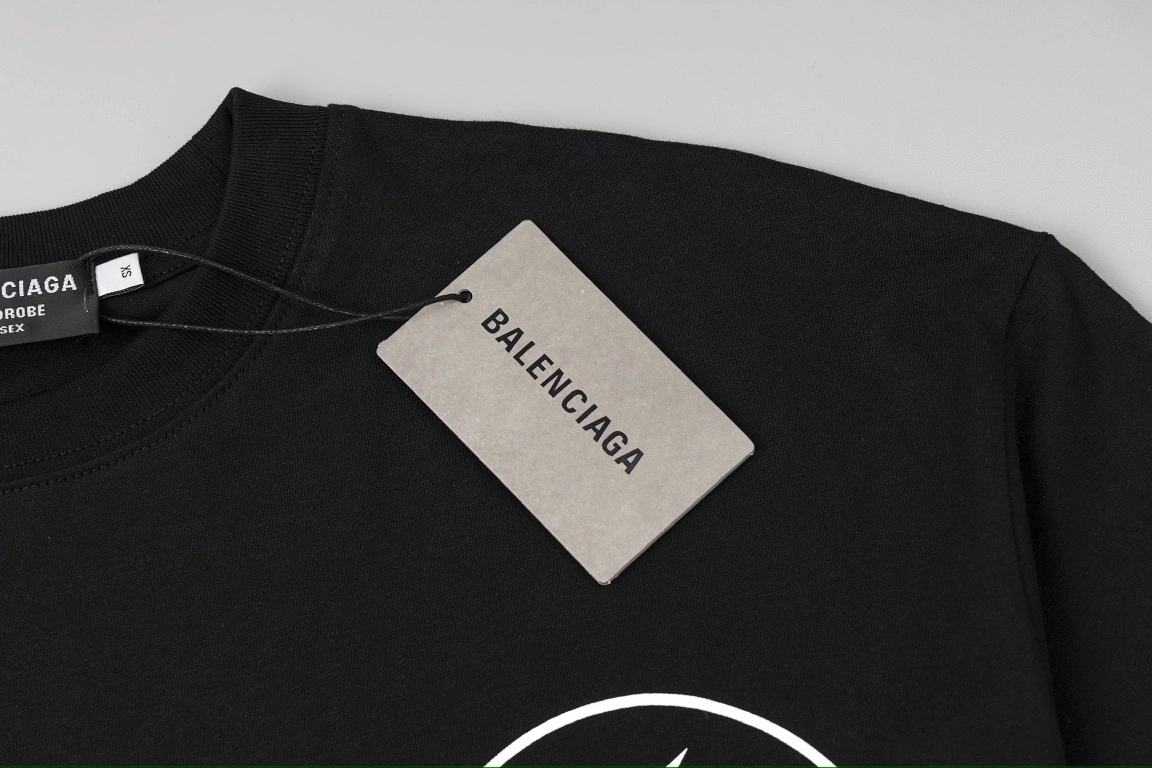 Balenciaga X FRAGMENT DESIGN 23SS Chest Logo Print Short Sleeve T-shirt Black 7.4