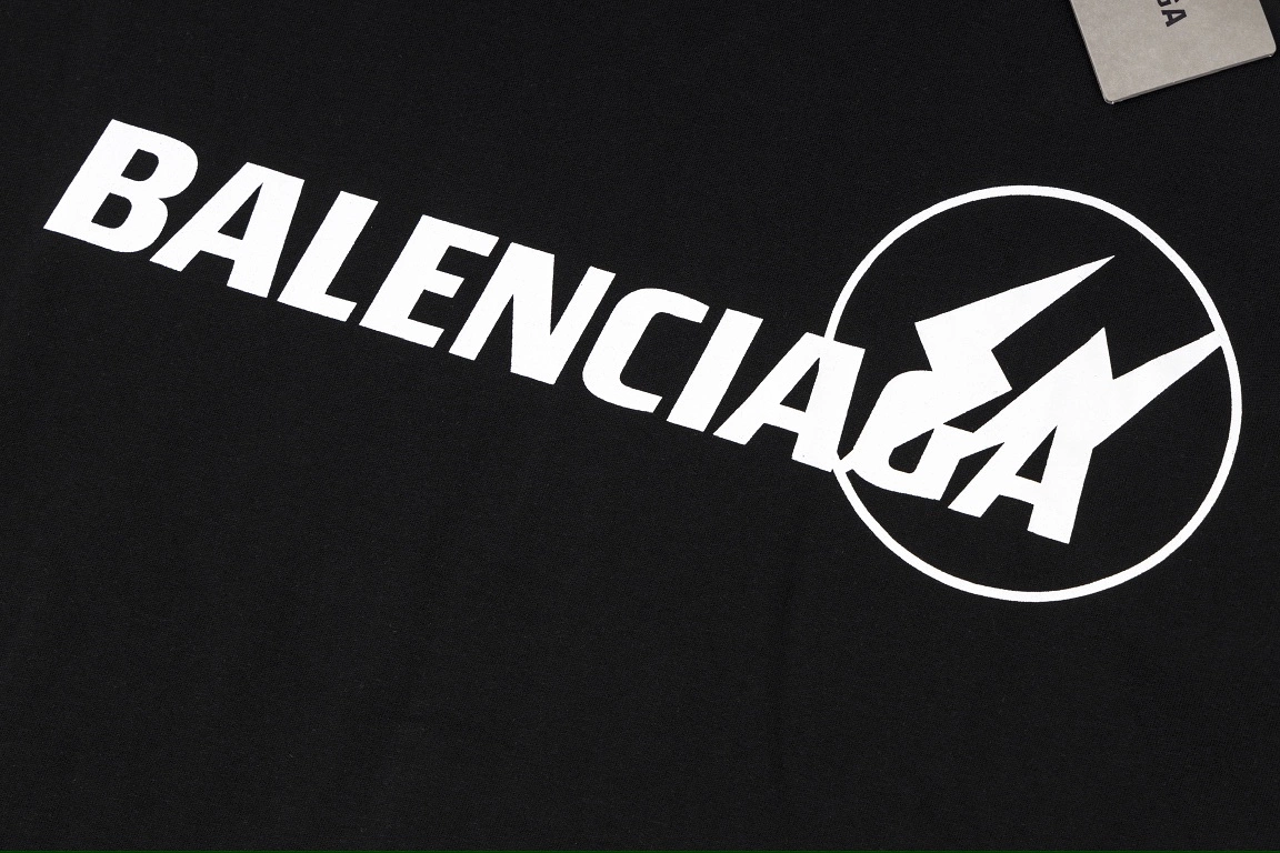 Balenciaga X FRAGMENT DESIGN 23SS Chest Logo Print Short Sleeve T-shirt Black 7.4