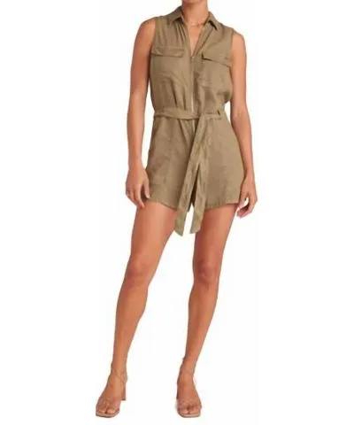 Bella Dahl Zip Front Romper In French Olive