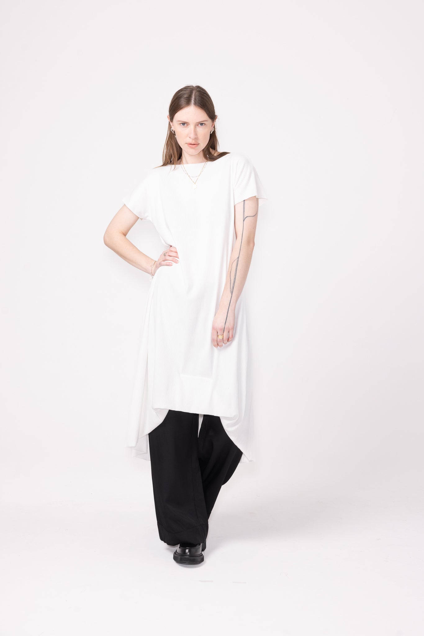 Bend Dress | White Rib