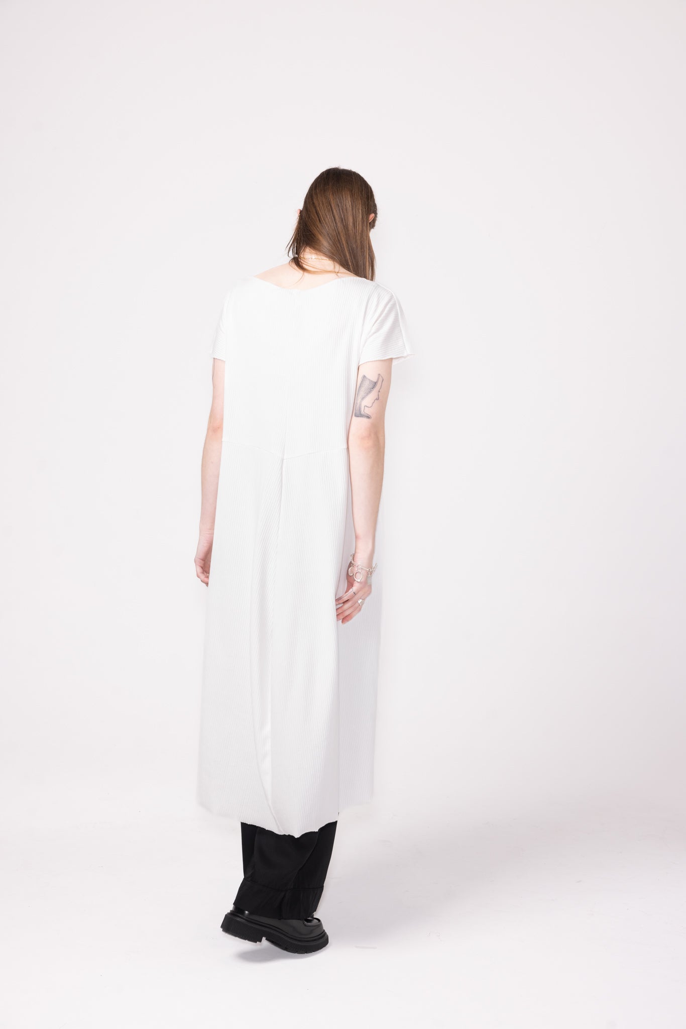 Bend Dress | White Rib