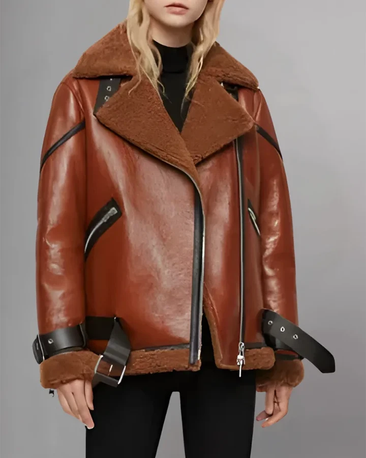 Blanche Rusty Brown Oversized Shearling Jacket - William Jacket