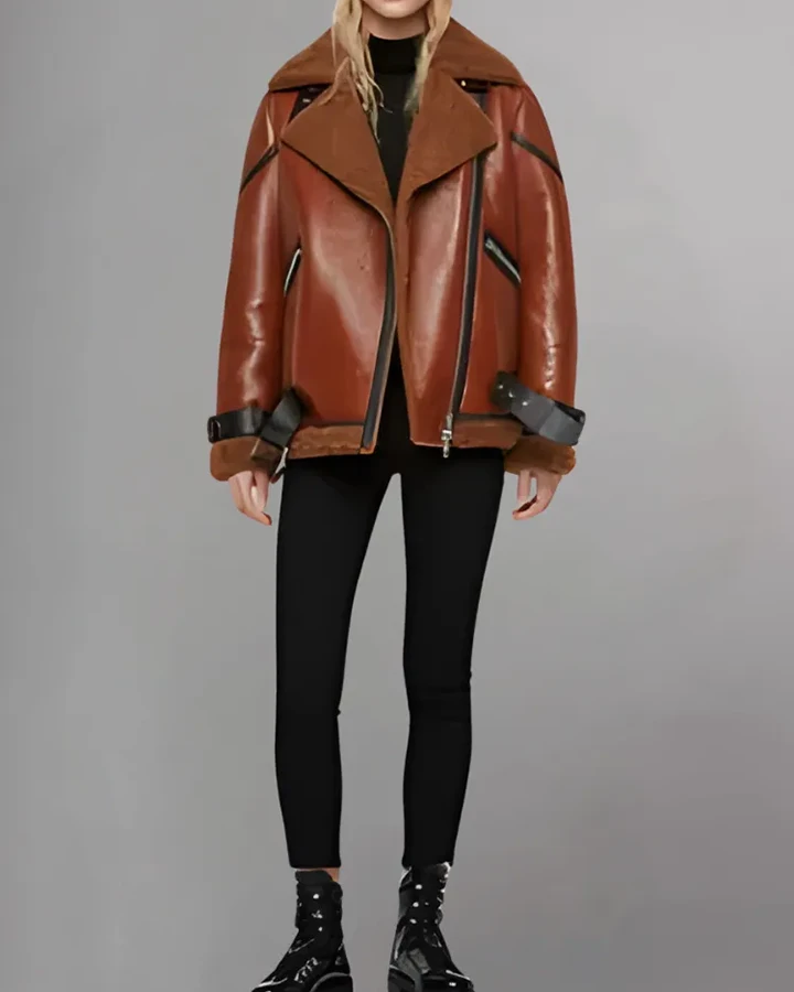 Blanche Rusty Brown Oversized Shearling Jacket - William Jacket