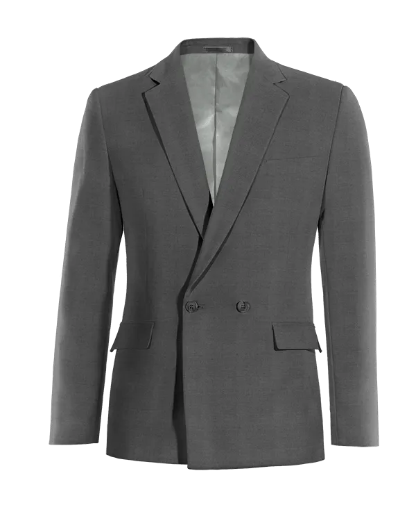  Blazer cruzada gris de Lana pura super 100s