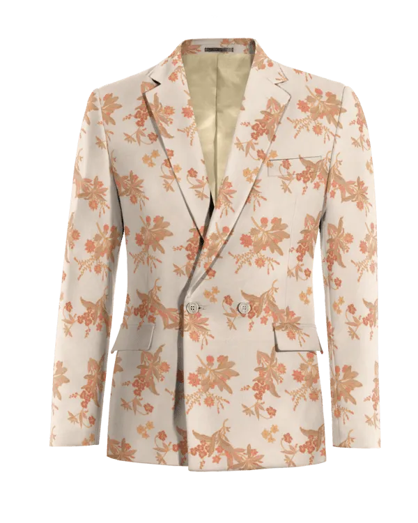  Blazer cruzada naranja claro de jacquard floral