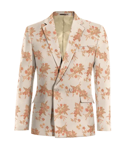  Blazer cruzada naranja claro de jacquard floral