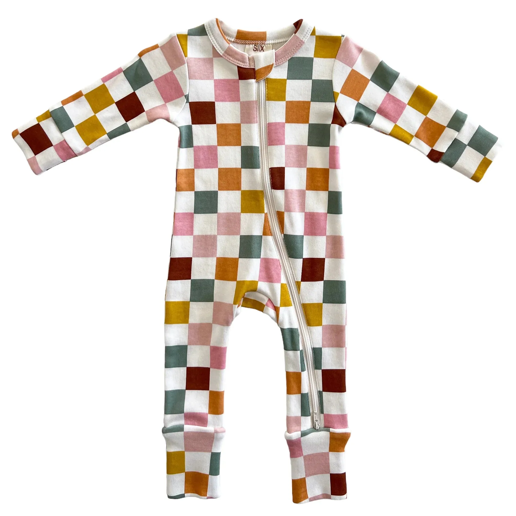 Cake Pop Checkerboard / Organic 2-Way Zip Romper