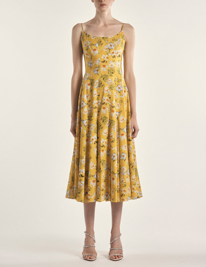 Cami dress in Yellow Matilija Poppy Cotton