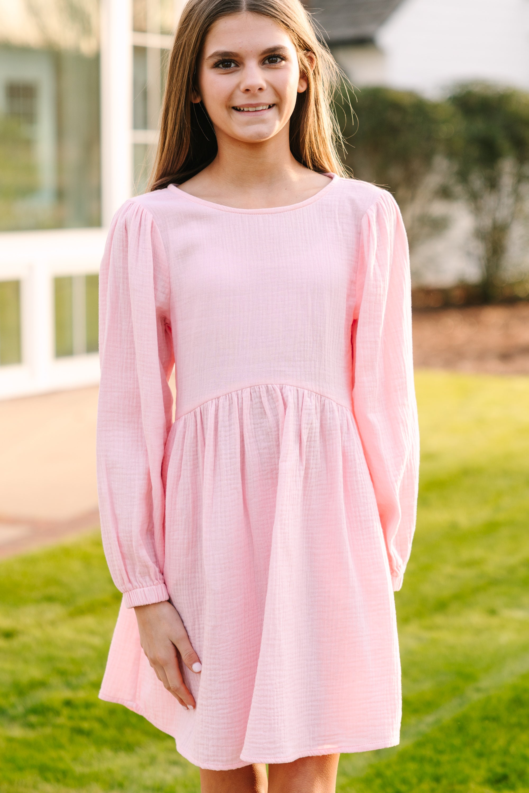 Girls: Live Free Pink Cotton Dress