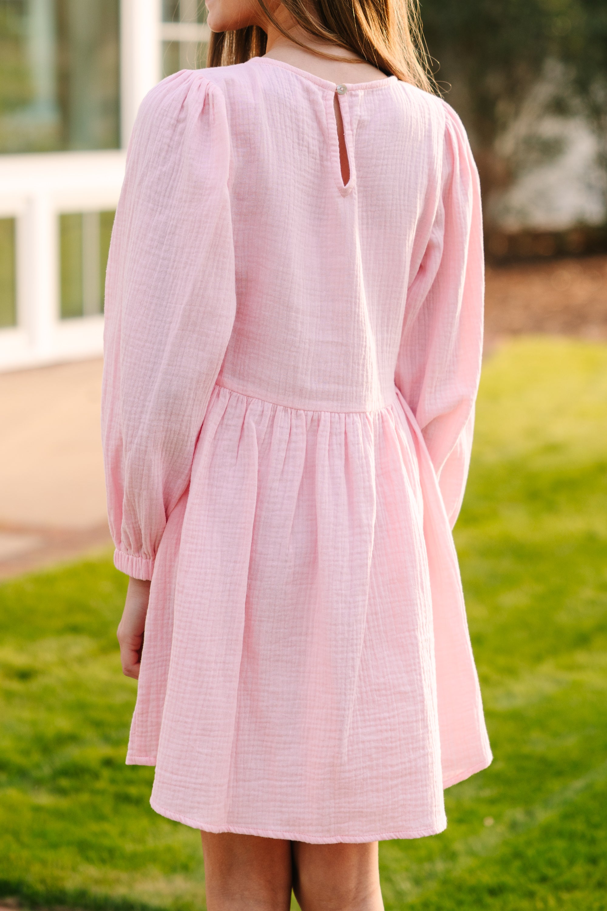 Girls: Live Free Pink Cotton Dress