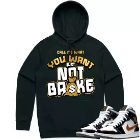 Jordan 1 Mid Patent Black Metallic Gold Hoodie to Match - GOLD METALLIC NOT BROKE