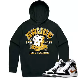 Jordan 1 Mid Patent Black Metallic Gold Hoodie to Match - GOLD METALLIC SAUCE