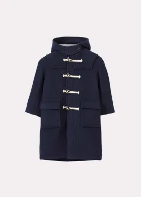 Kids Caramel Teddy Duffle Coat - Navy