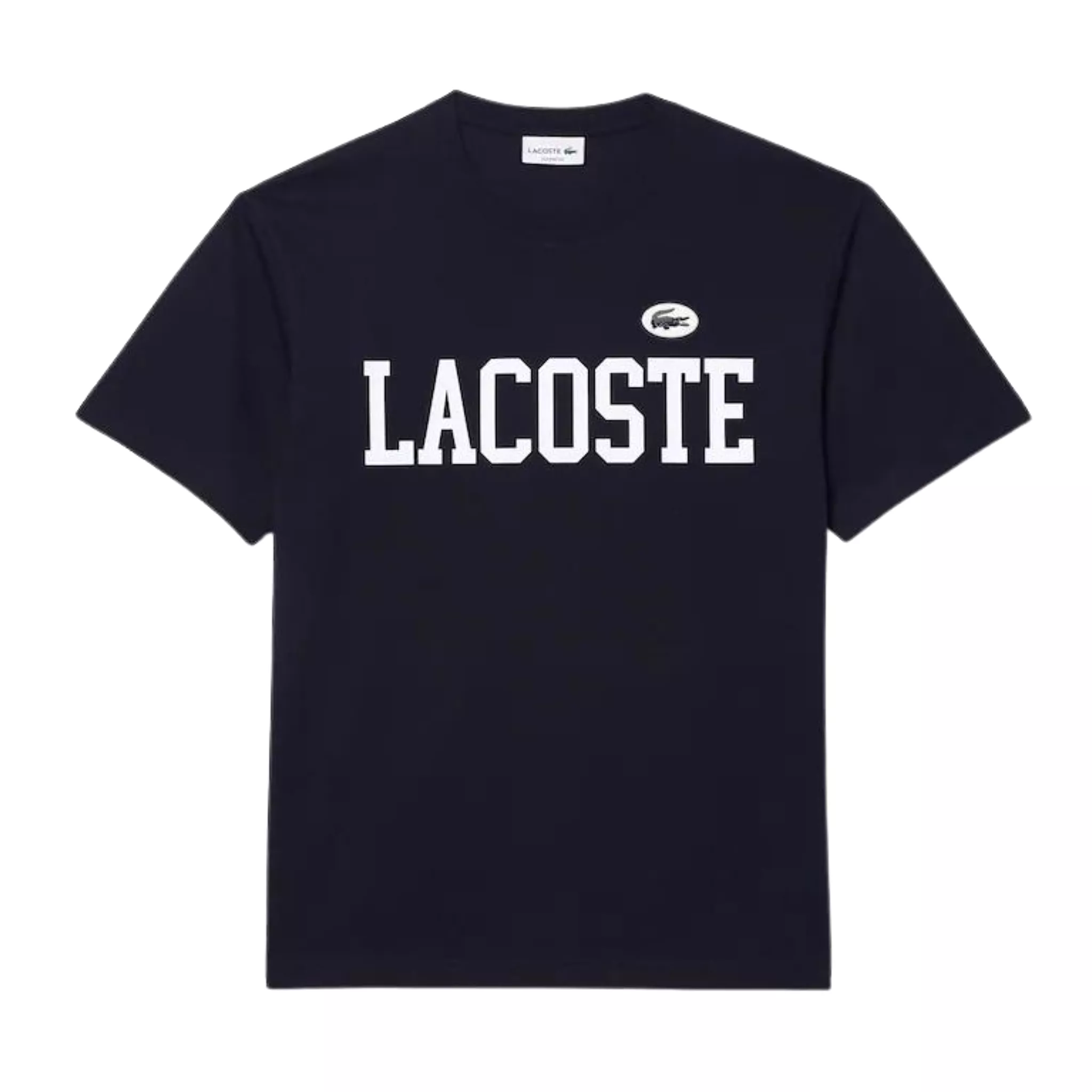 Lacoste COTTON CONTRAST PRINT & BADGE T-SHIRT (Navy)