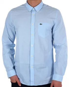 Lacoste Gingham Poplin Shirt White/Sky Blue