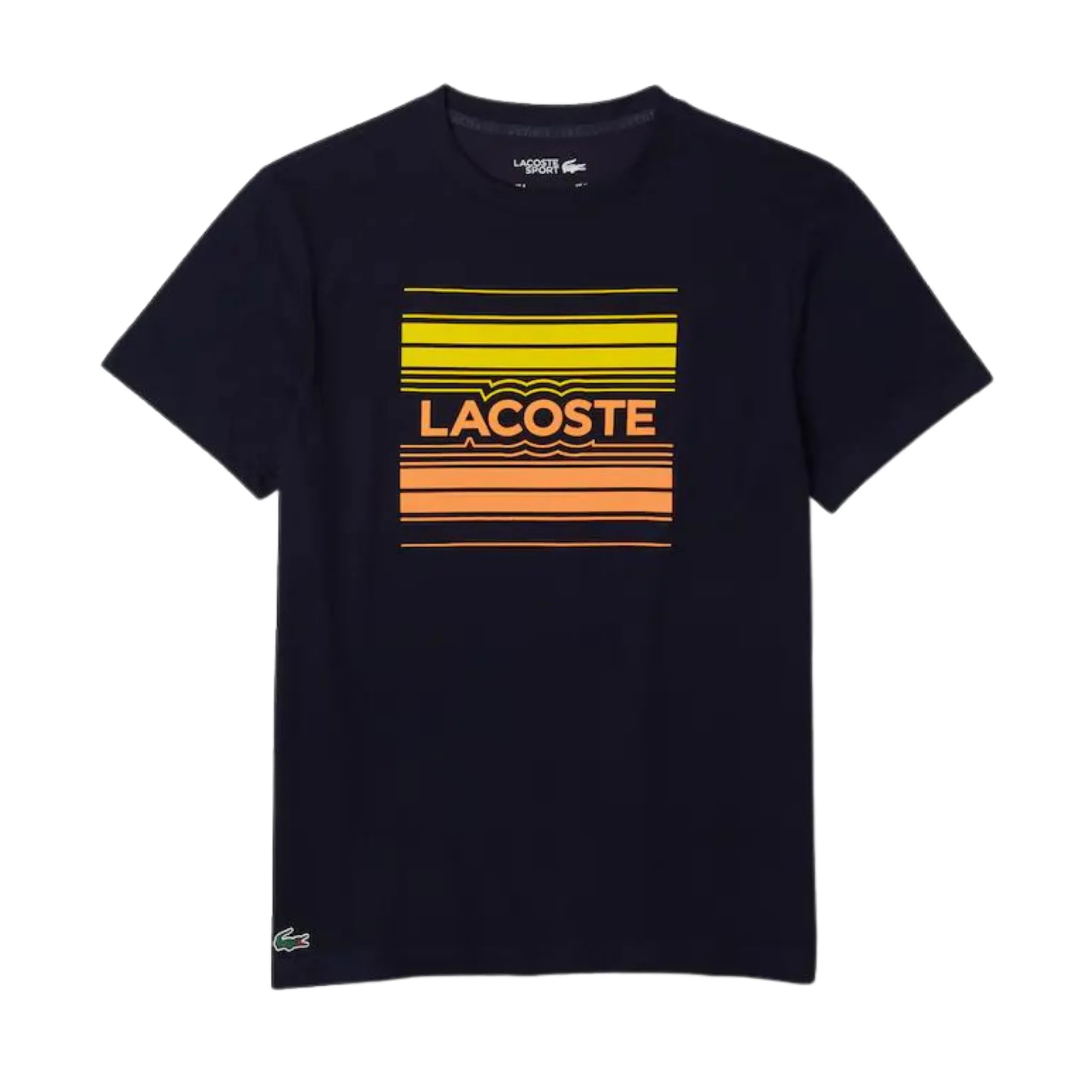 Lacoste Men's Lacoste SPORT Stylized Logo Print Organic Cotton T-shirt (Navy/Orange)