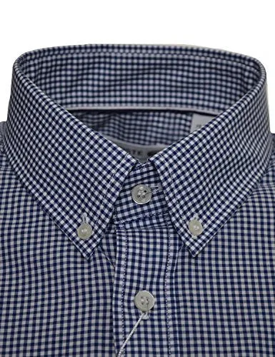 LACOSTE MEN'S MEN'S BLUE CHECKED GINGHAM POPLIN SHIRT IN SIZE XL-2XL BLUE