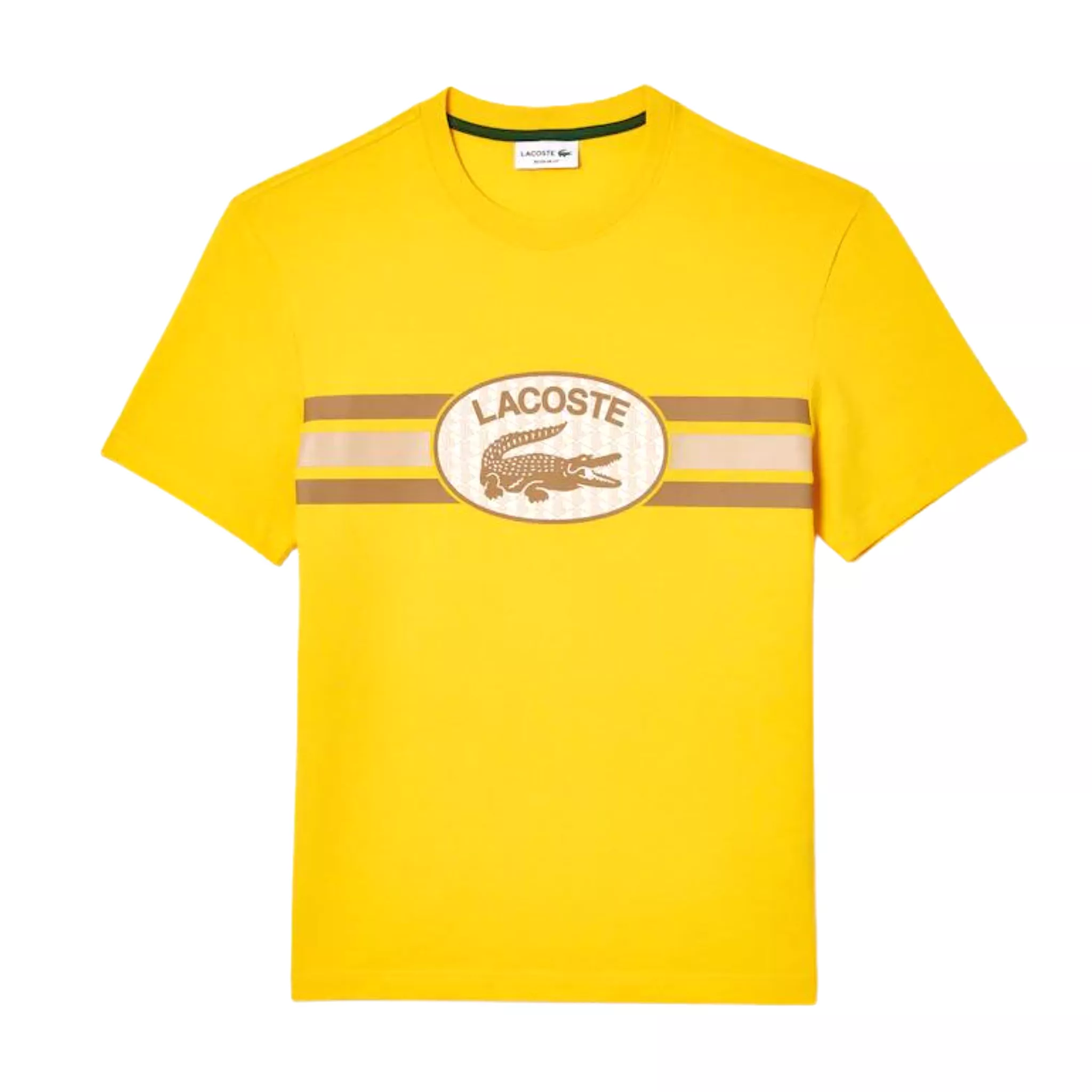 Lacoste Regular Fit Cotton Monogram T-Shirt (Yellow)