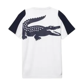 Lacoste SPORT Crocodile Print Tennis T-Shirt (White/Navy)