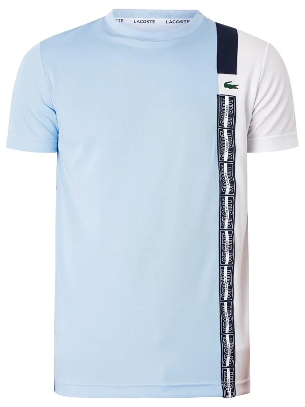 Lacoste Sport Recycled Fabric T-Shirt - Blue/White