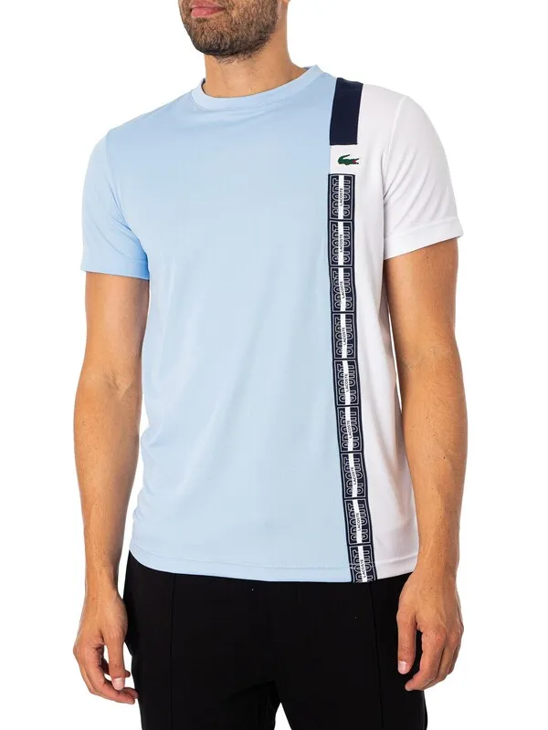 Lacoste Sport Recycled Fabric T-Shirt - Blue/White