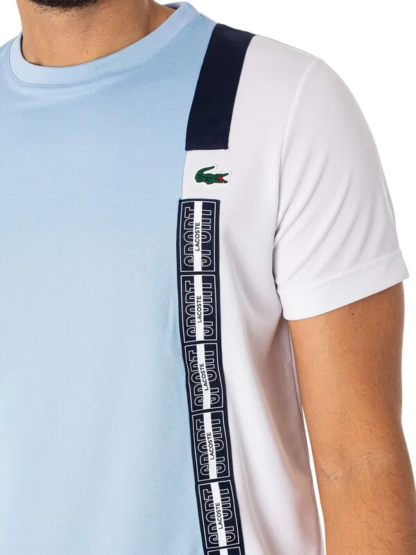 Lacoste Sport Recycled Fabric T-Shirt - Blue/White