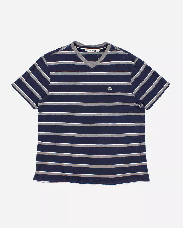 Lacoste Striped V-Neck T-Shirt - L