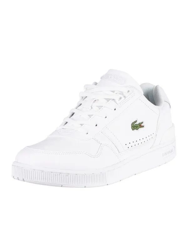 Lacoste T-Clip 0722 1 SMA Leather Trainers - White/White