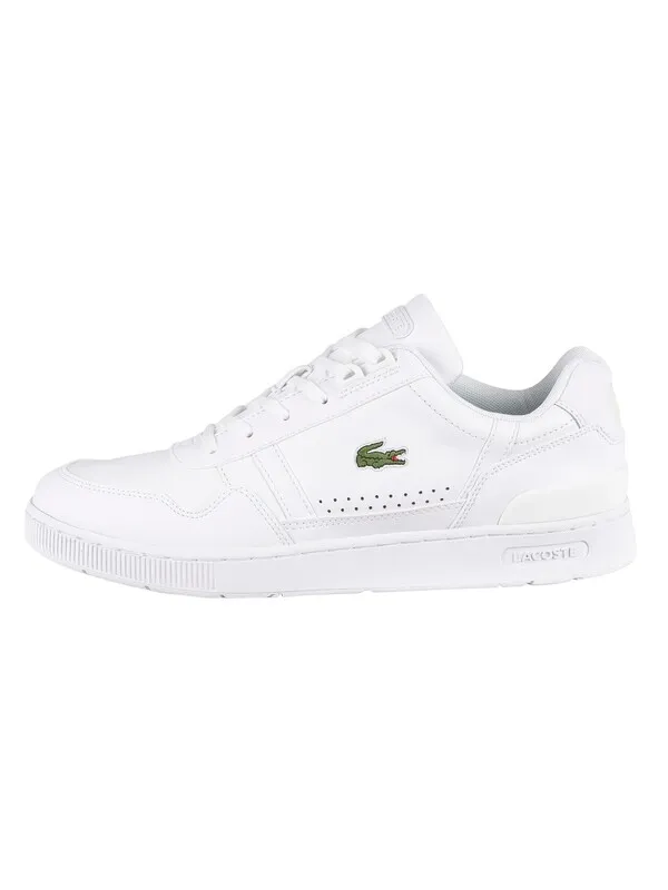 Lacoste T-Clip 0722 1 SMA Leather Trainers - White/White