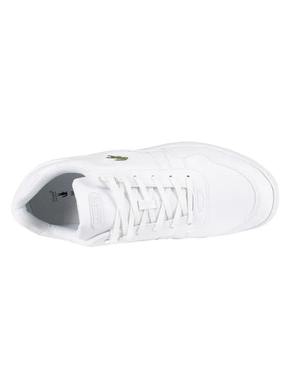 Lacoste T-Clip 0722 1 SMA Leather Trainers - White/White