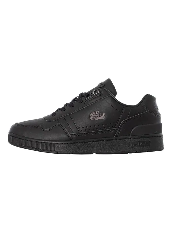 Lacoste T-Clip 223 3 SMA Leather Trainers - Black/Black