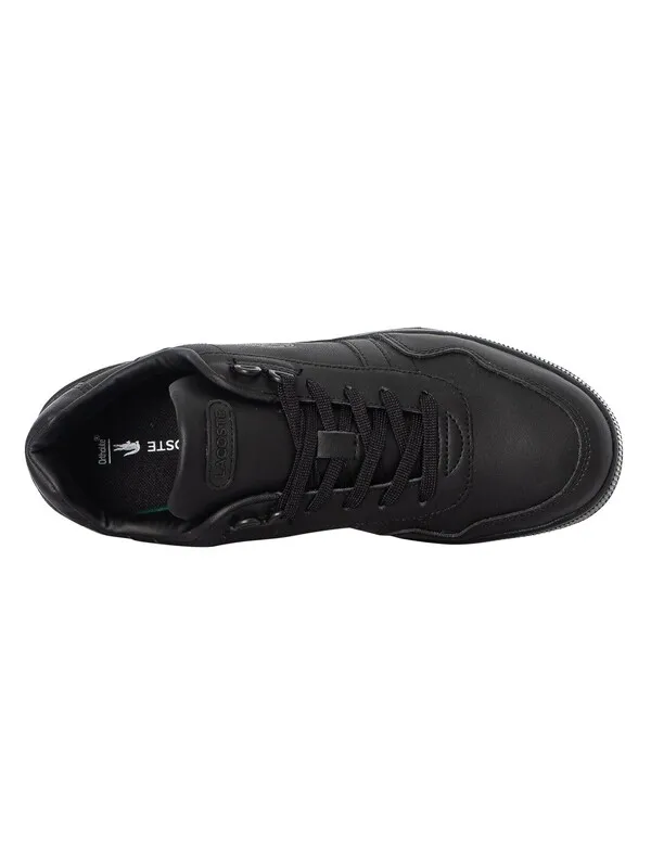 Lacoste T-Clip 223 3 SMA Leather Trainers - Black/Black