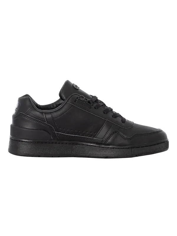 Lacoste T-Clip 223 3 SMA Leather Trainers - Black/Black