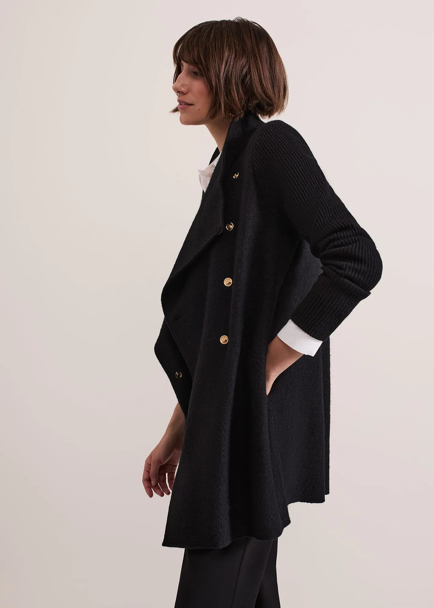 Lea Popper Knit Coat