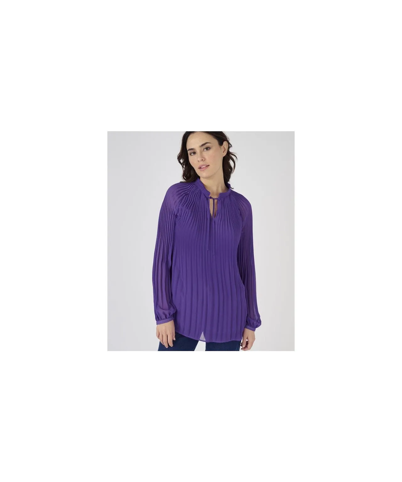 Long Sleeved Pleated Blouse