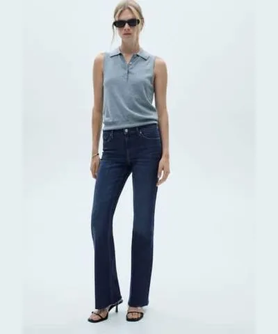 MANGO Fiona flared mid-rise jeans