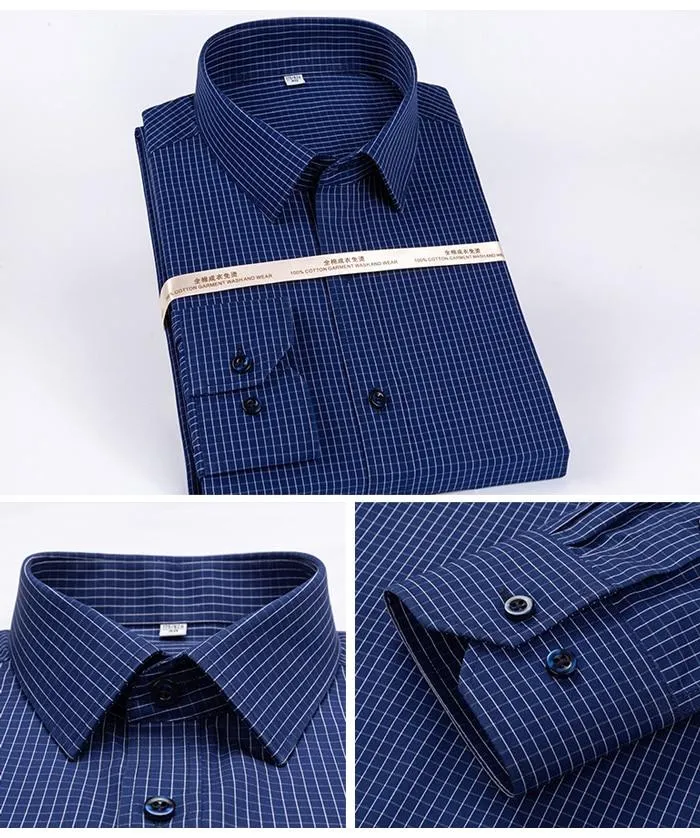 Men's Non-Iron Striped Pocket Less Standard Fit Long Sleeve Dress Shirt