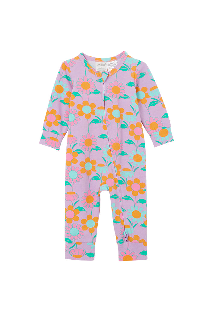 Milky Daisy Zip Romper