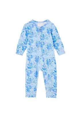 Milky Safari Zip Romper Blue