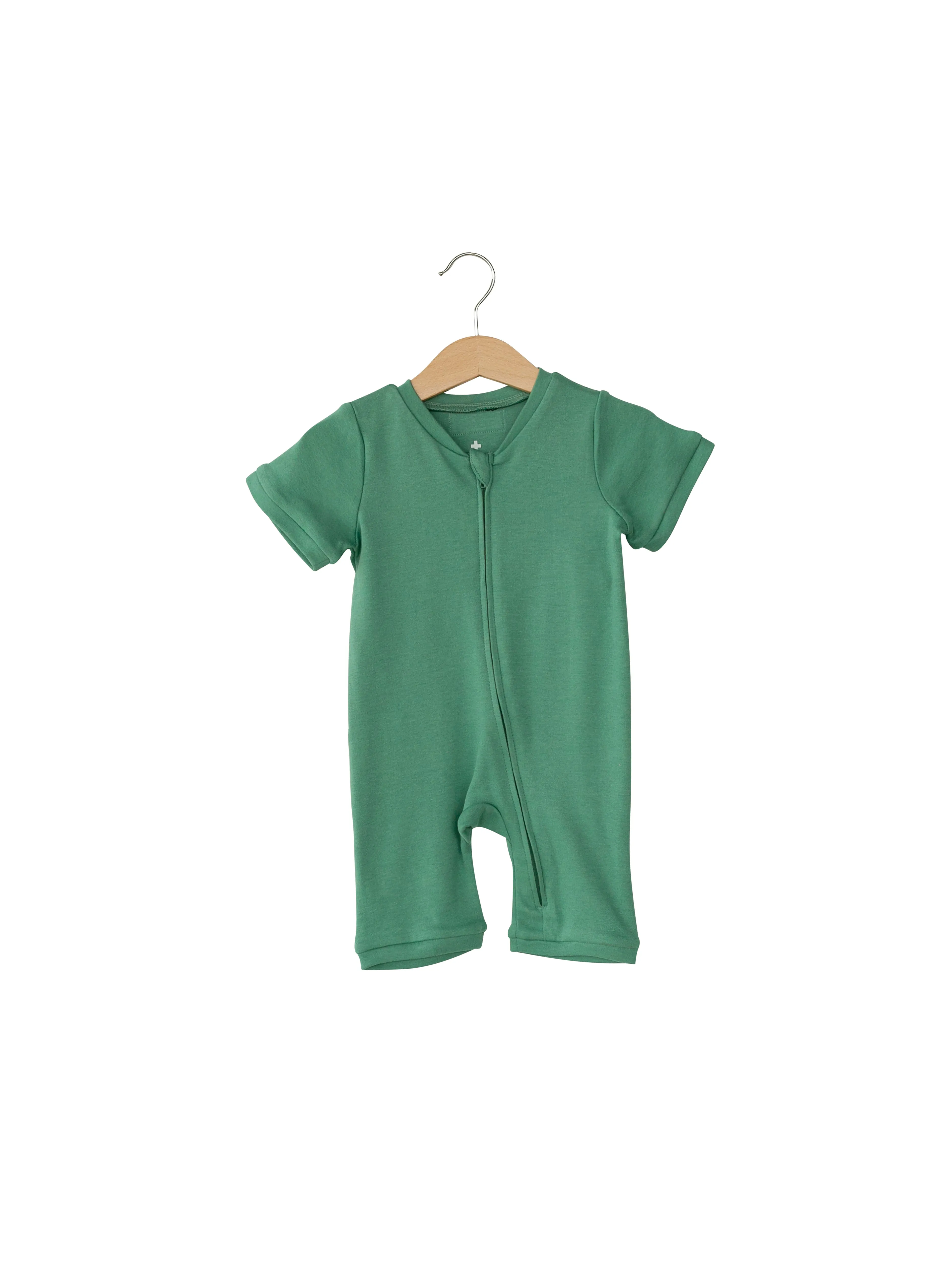 Organic Short Sleeve Zip Romper -  Colors