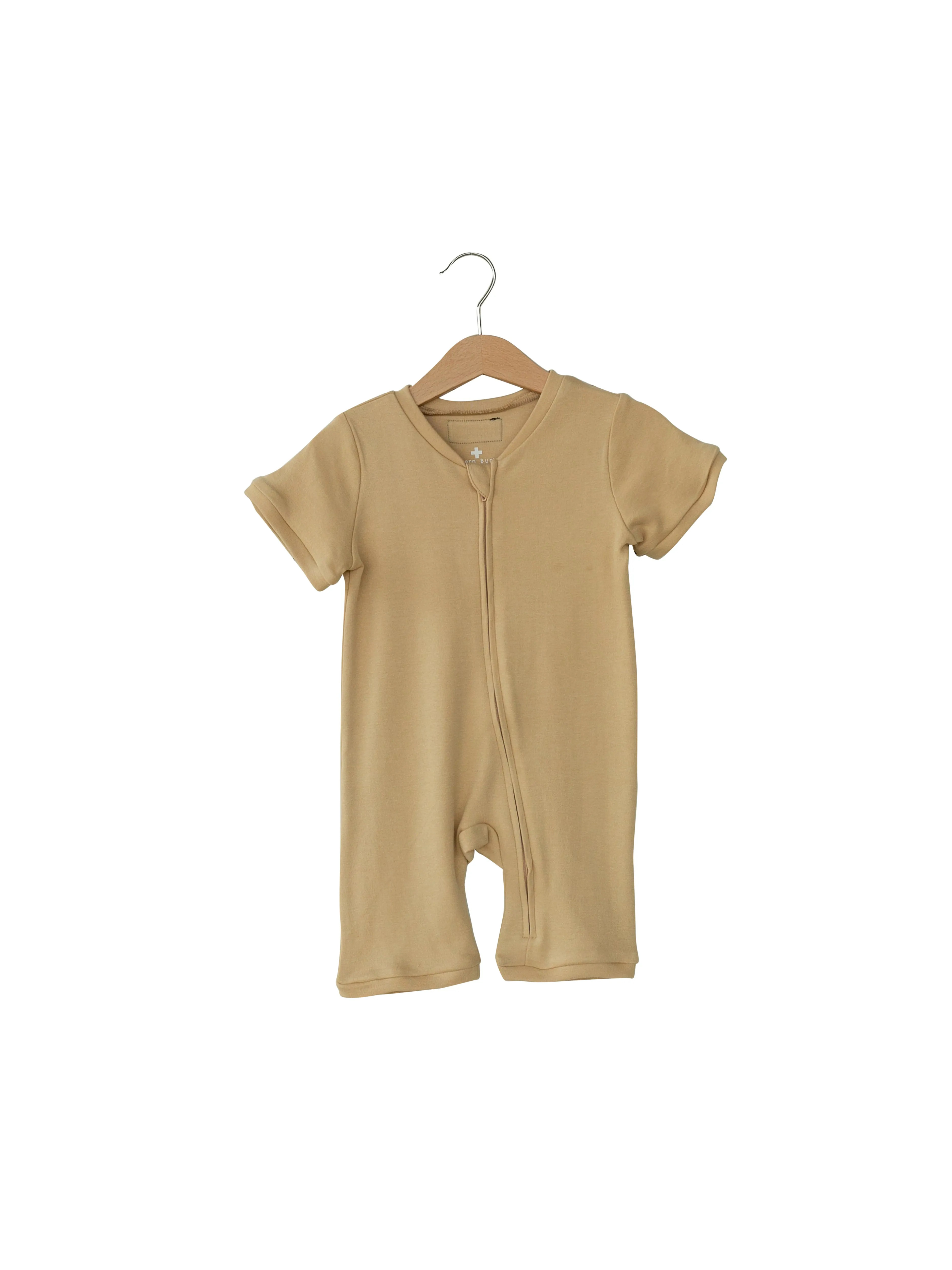 Organic Short Sleeve Zip Romper -  Colors