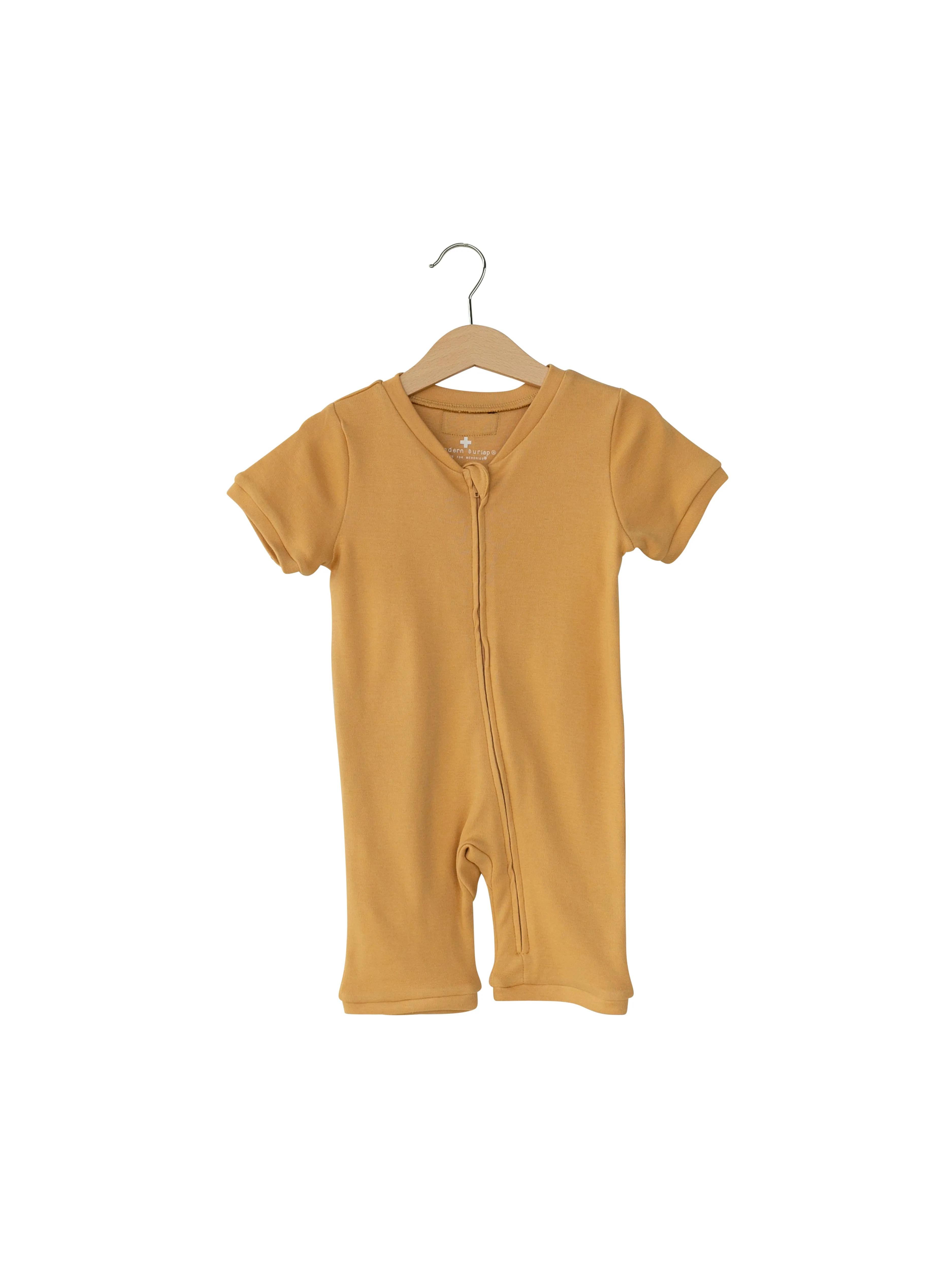 Organic Short Sleeve Zip Romper -  Colors